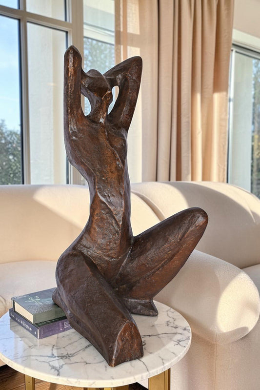 Modern Art Women Enjoying the Sun Bronze Statue - Size: 20"L x 13"W x 34"H.