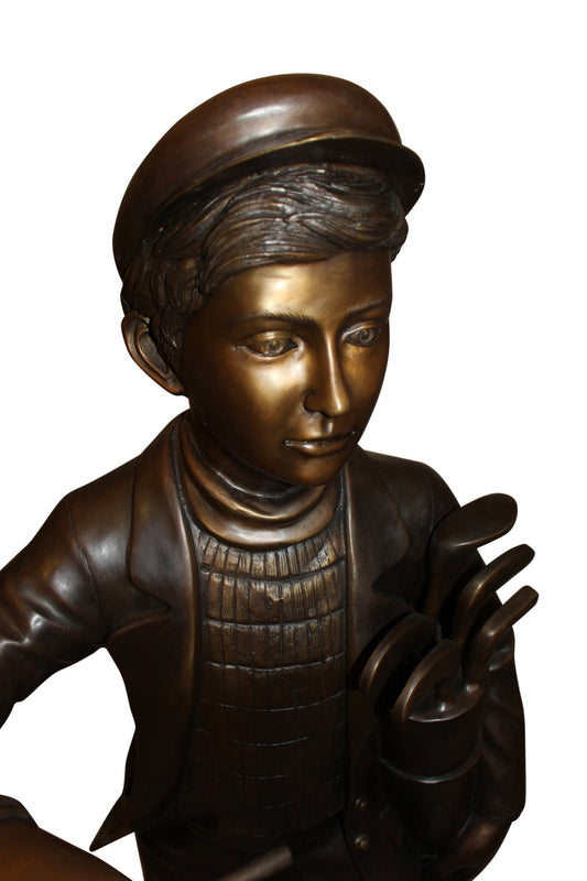 Caddy with light Bronze Statue - Size: 19"L x 19"W x 42"H