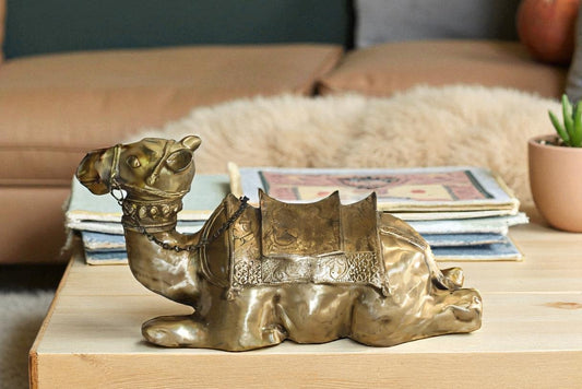 Metal Camel Lying Statue, Desert Majesty for Your Décor 24" x 9" x 13"H