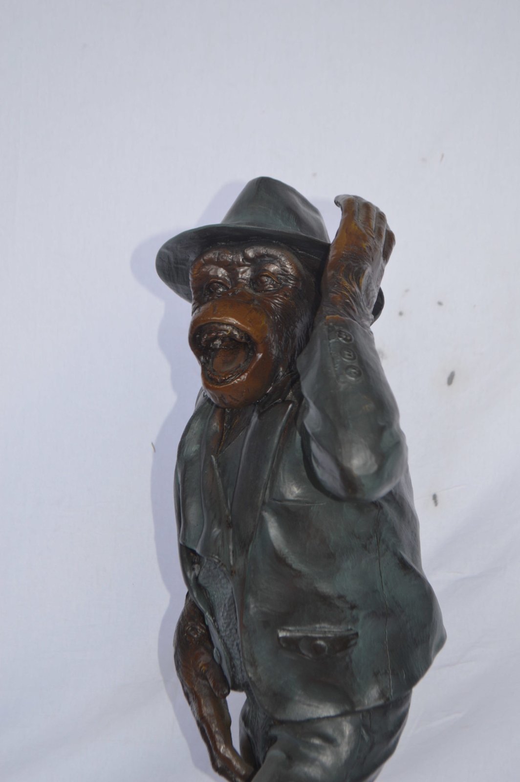 Monkey in Suit bronze statue - Size: 16"L x 10"W x 27"H.