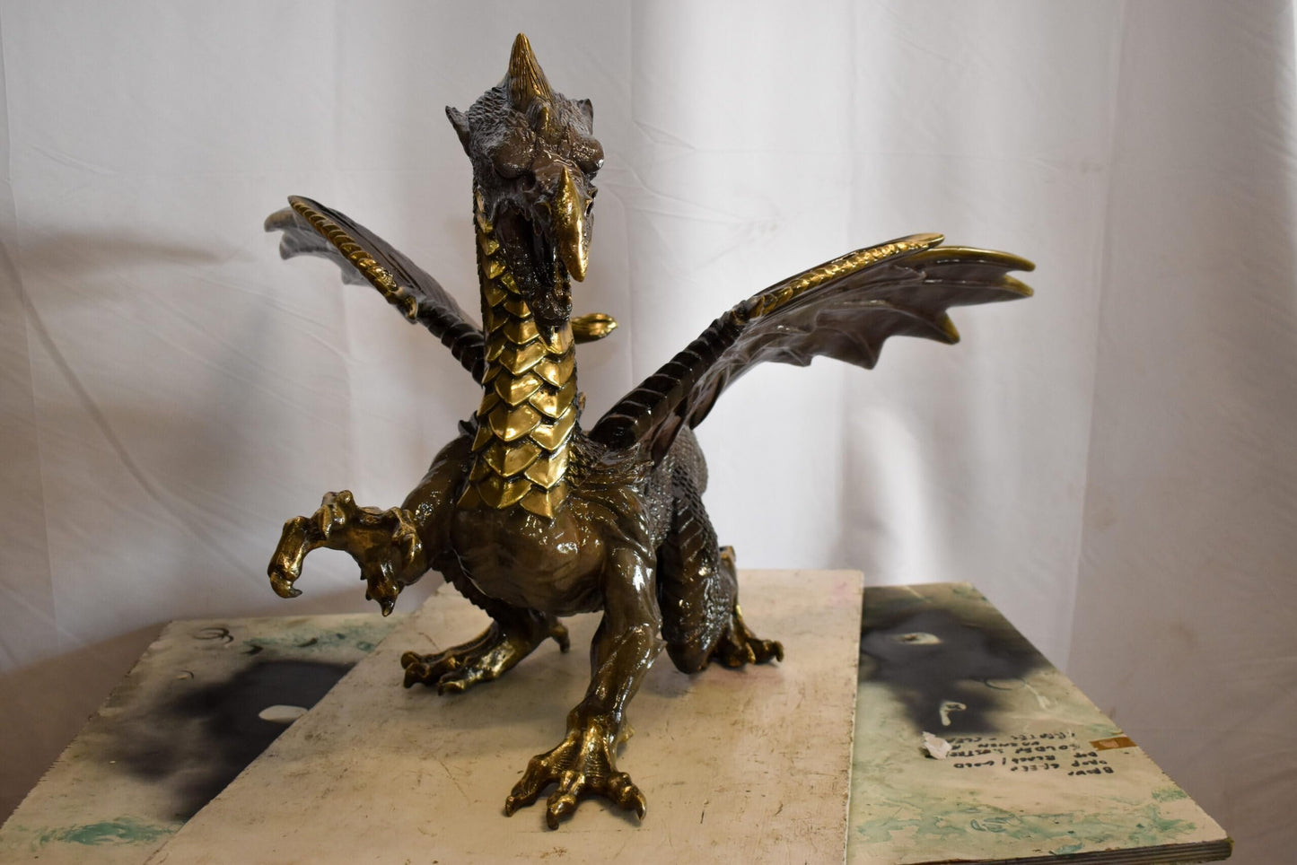 Dragon Bronze Statue with Two Tone Bronze Finish 32" x 36" x 25"H
