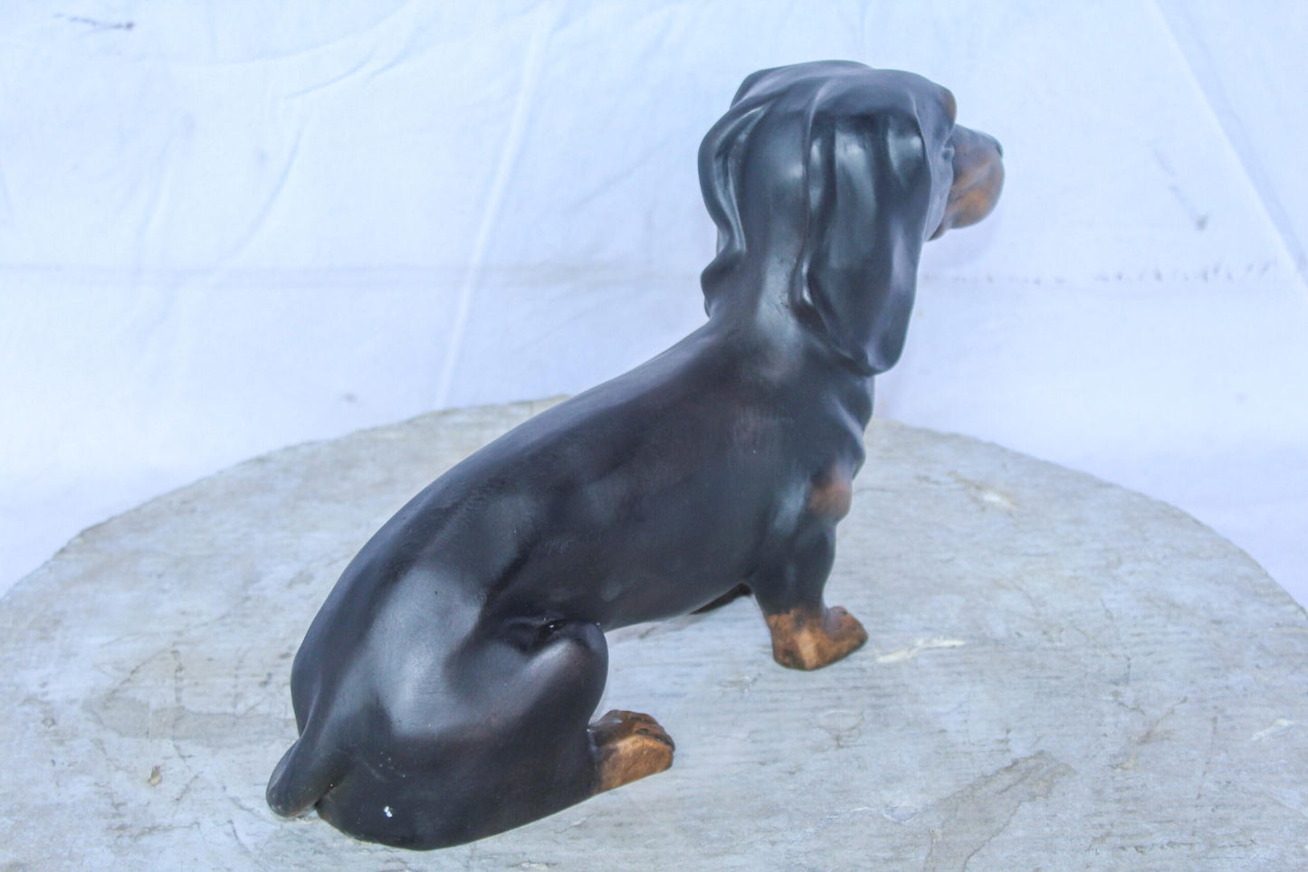 Adorable Dachshund Dog Sitting Bronze Statue 17" x 5" x 10"H