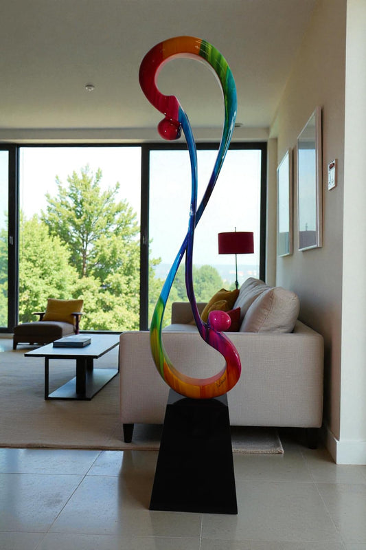 NIFAO Large Rainbow Infinity Love Sculpture by Liliana Mendez Bronze 16"x12"x80"H