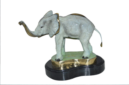 Elephant trunk Up Bronze Statue -  Size: 16"L x 9"W x 10"H.