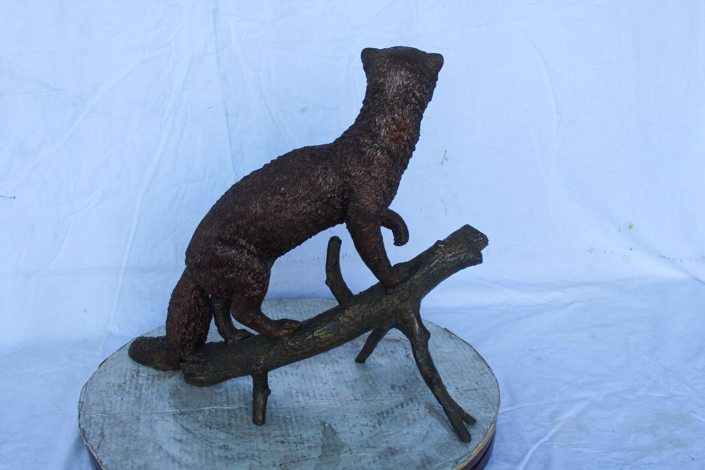 Bronze Statue of a Mongoose Climbing a Tree Branch 24" x 12" x 20"H