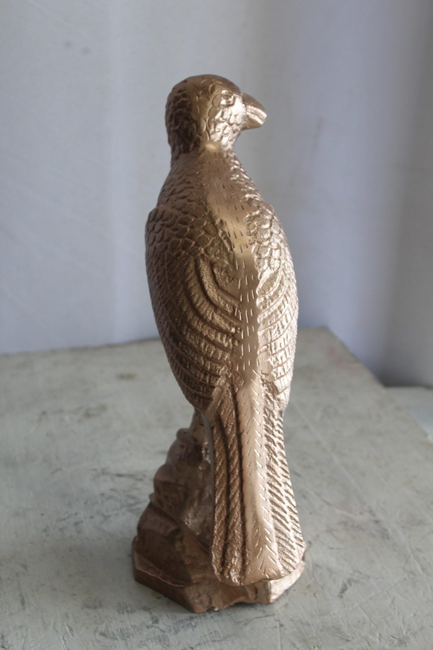 Aluminum Bird on Rock with Gold Finish, Elegant Decor 7" x 5" x 15"H