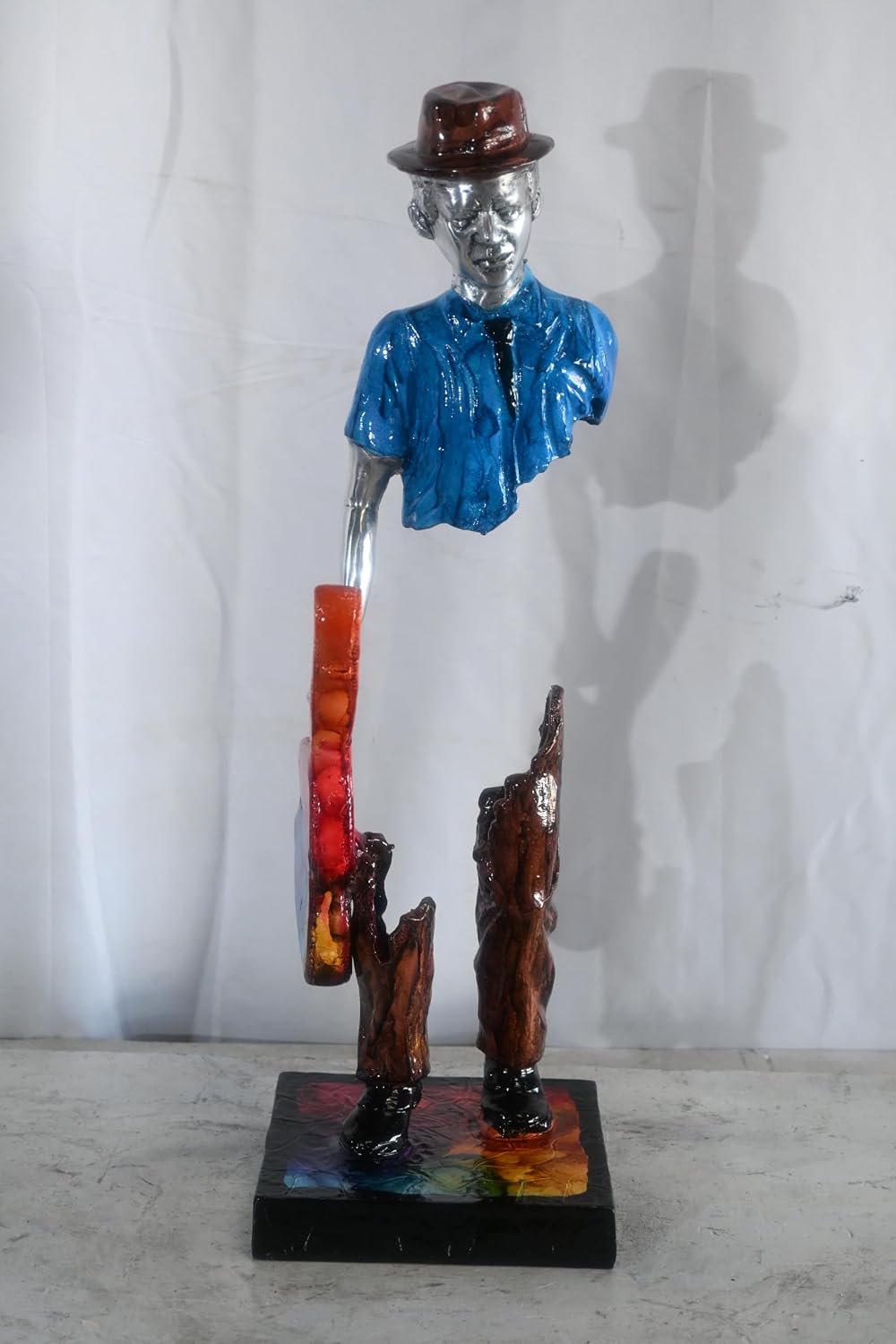 Traveler Guitar Player Sculpture Aluminum Pop Art Statue 8"x10"x25"H