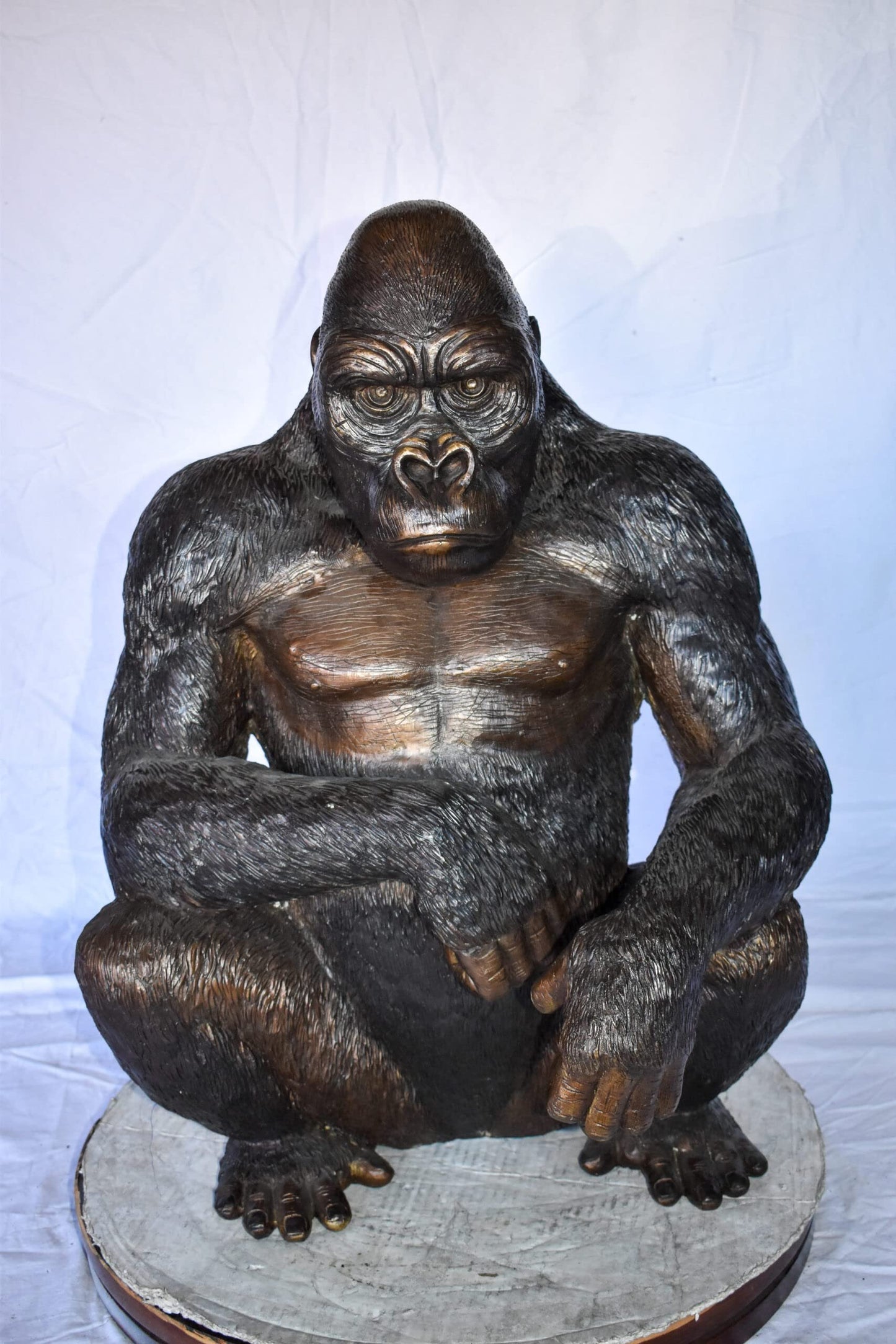 Gorilla Sitting Detailed and Impressive Bronze Statue Size: 22" x 16" x 30"H