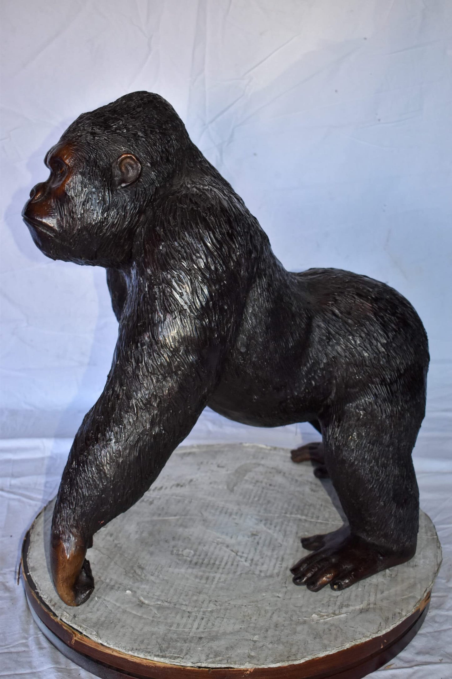 Gorilla Standing on Four Detailed Impressive Bronze Statue 20" x 17" x 24"H