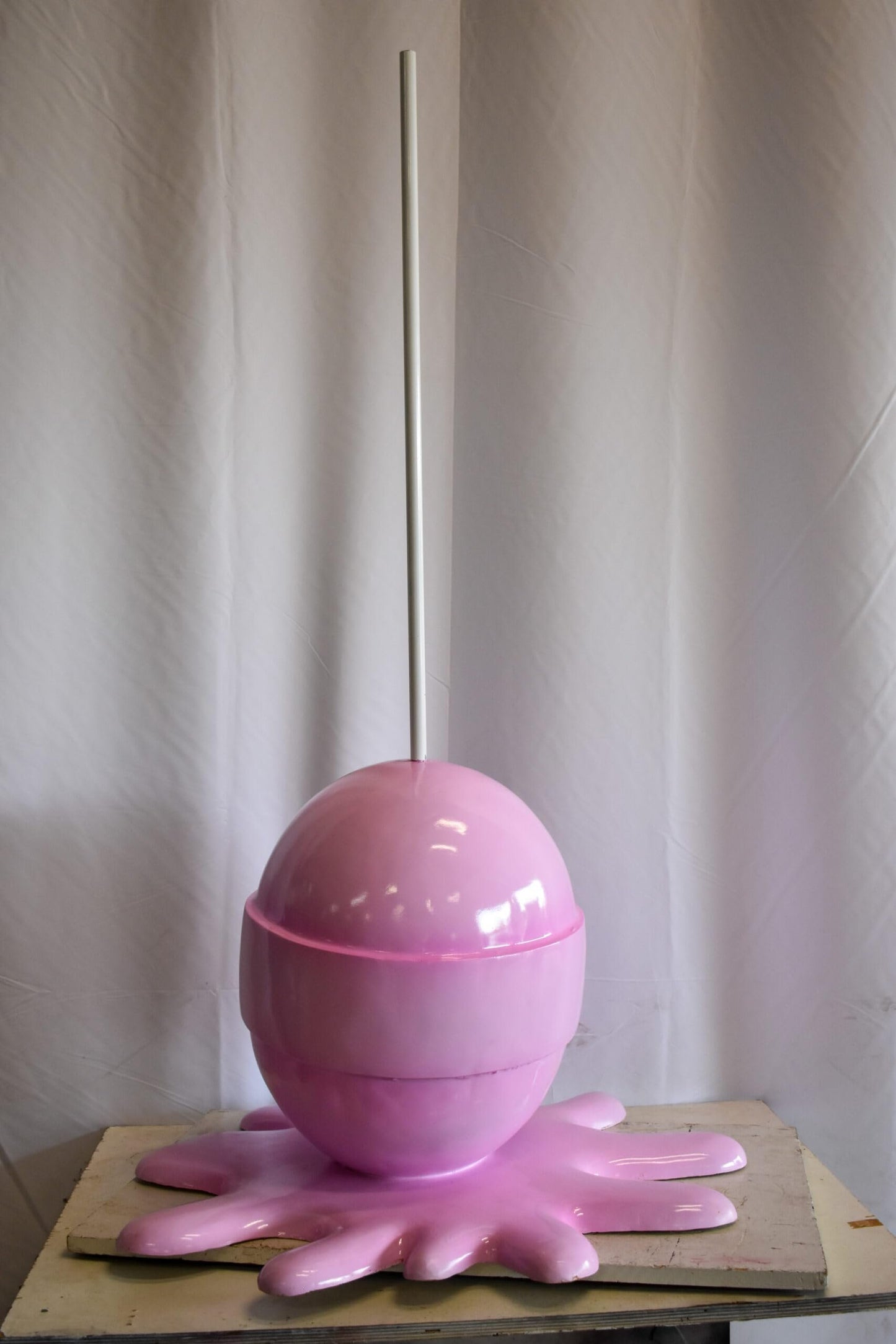 Giant Modern Pink Melting Lollipop Resin Statue 31" x 27" x 56"H