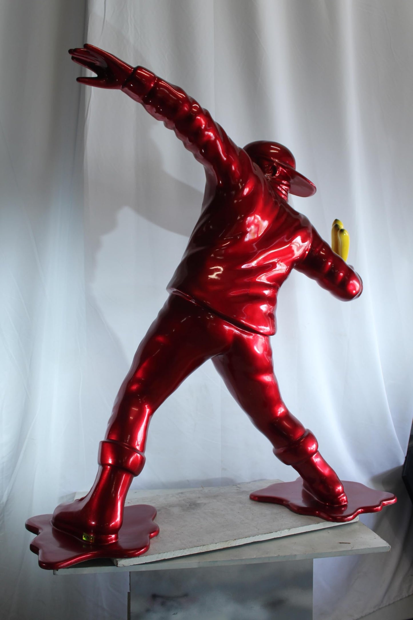 NIFAO Banana Thrower Sculpture Metallic Red Street Art Pop Art Resin 51"x16"x57"H