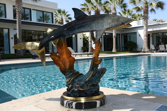Whale Shark Swimming in The Ocean Bronze Statue Size: 31" x 14" x 26"H