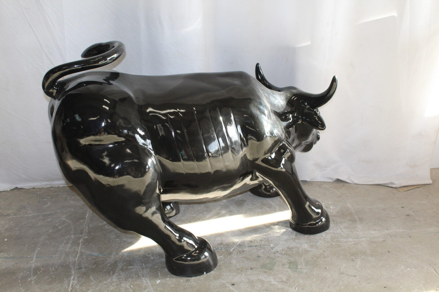 Iconic Giant Fiberglass Black Color Wall Street Bull 57" x 28" x 33"H