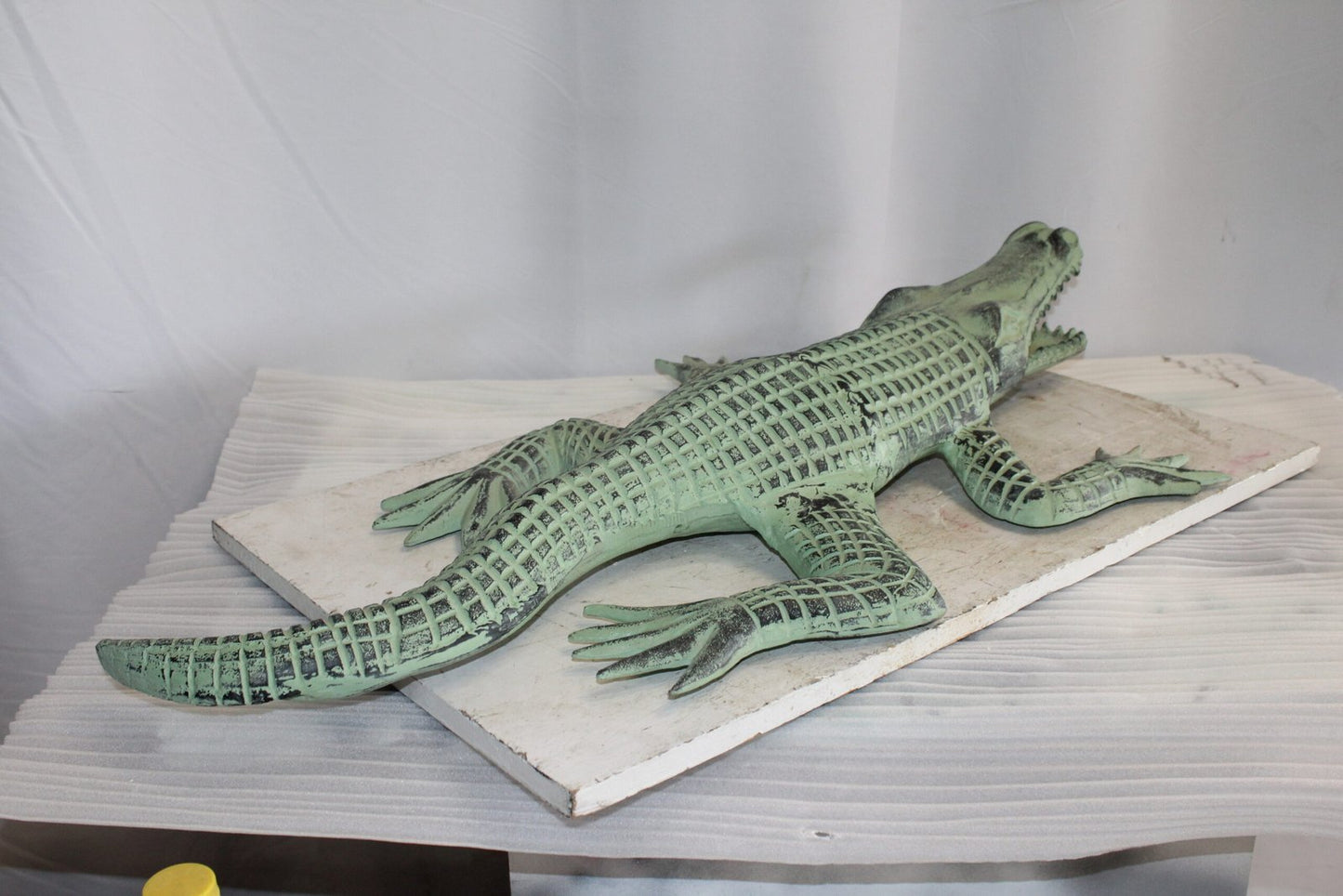 Green Patina Alligator Made of Aluminum Statue Embracing Nature 24" x 39" x 7"H