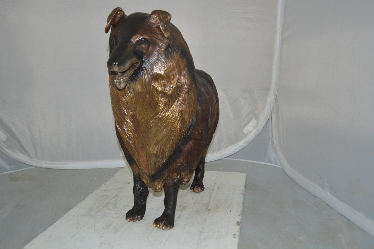 Collie Dog Bronze Statue -  Size: 31"L x 9"W x 24"H.