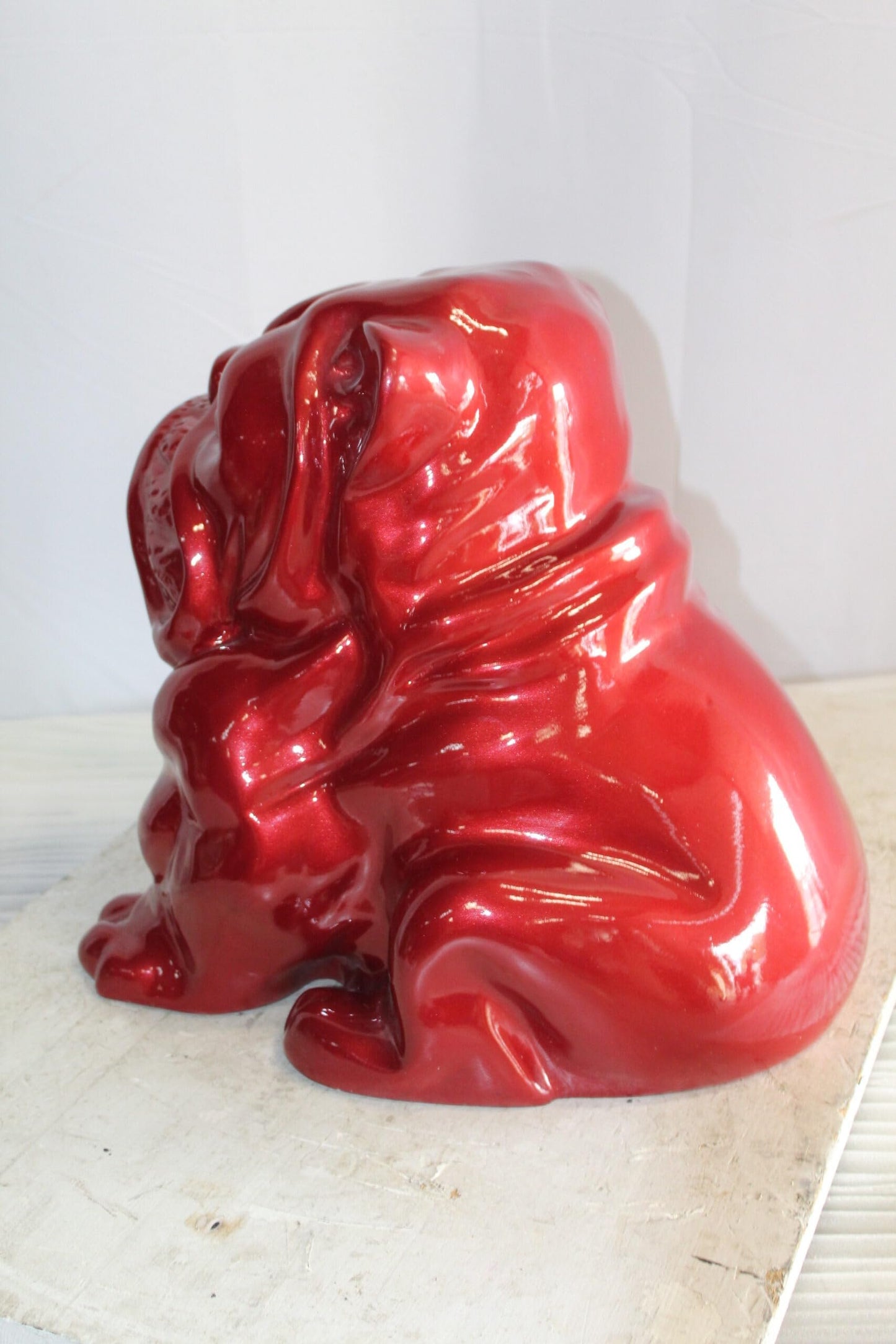 Adorable Red Resin, Fiberglass Statue of a bulldog figurine 19" x 15" x 16"H