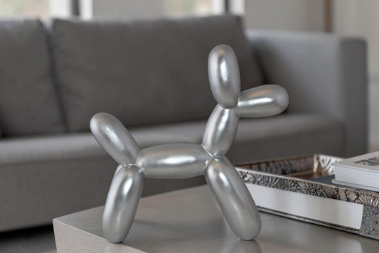 Silver Finish Balloon Dog Statue Made of Resin Size: 16" x 6" x 15"H