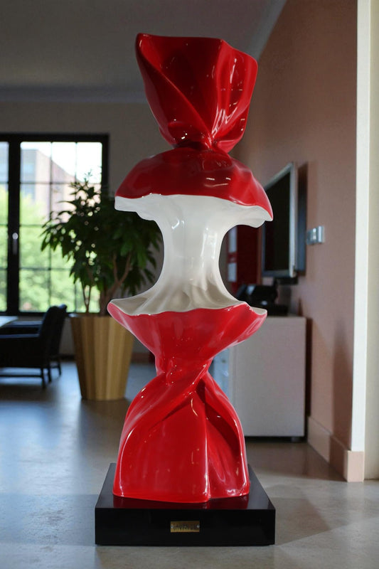 NIFAO Giant Candy Apple Sculpture Red and White Pop Art Resin Statue 20"x20"x61"H