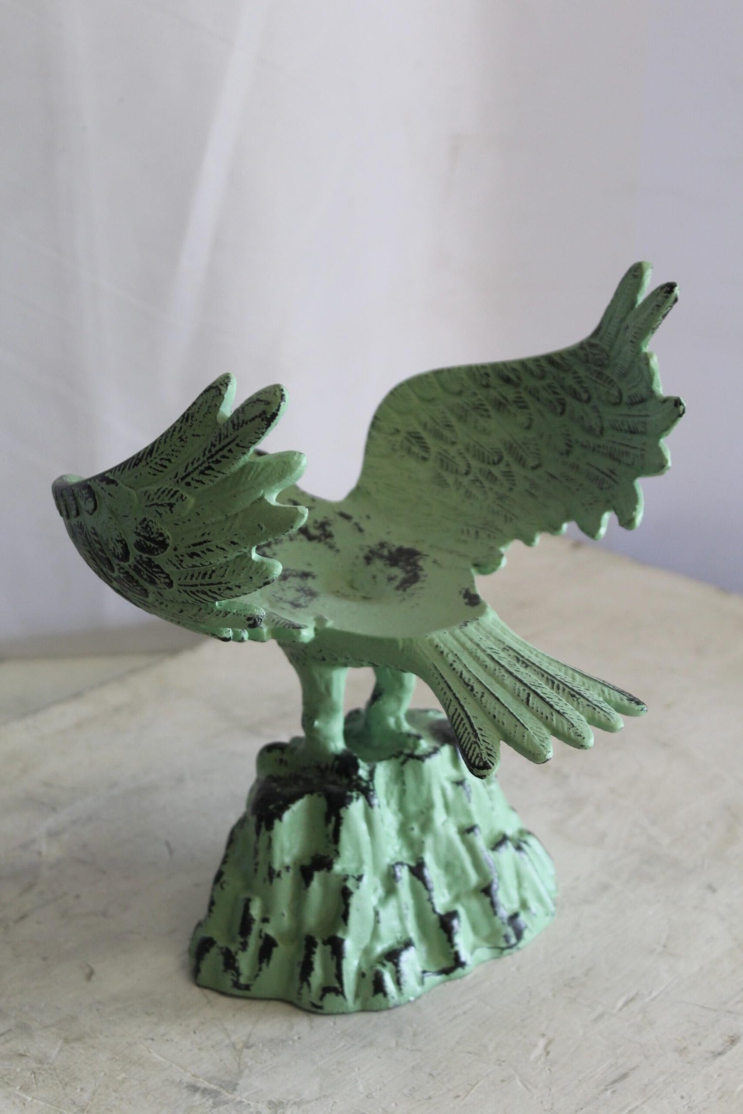 Eagle on Rock, Majestic Aluminum Statue with Green Patina Finish 10" x 9" x 11"H