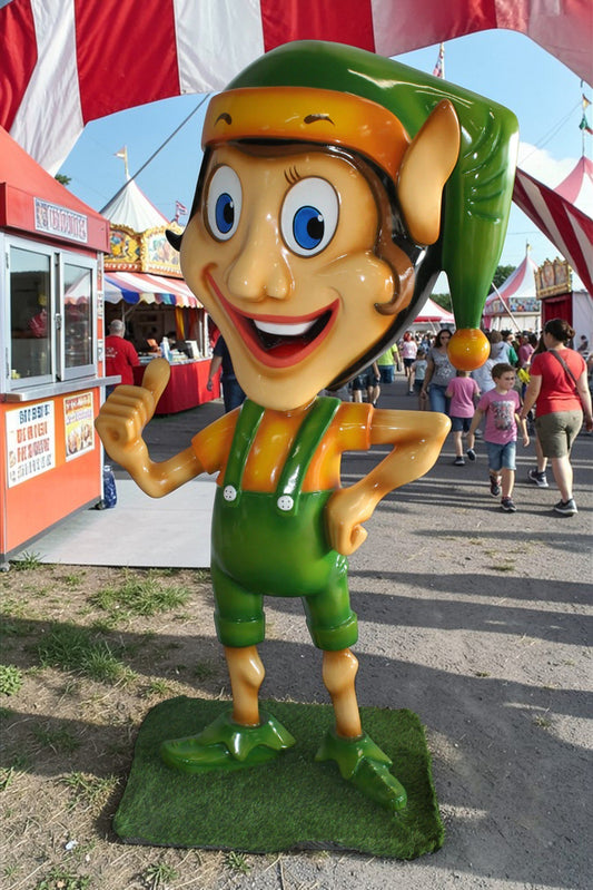 Fiberglass Clown Green hat Statue, Big Top Charm for Your Space 35" x 22" x 70"H