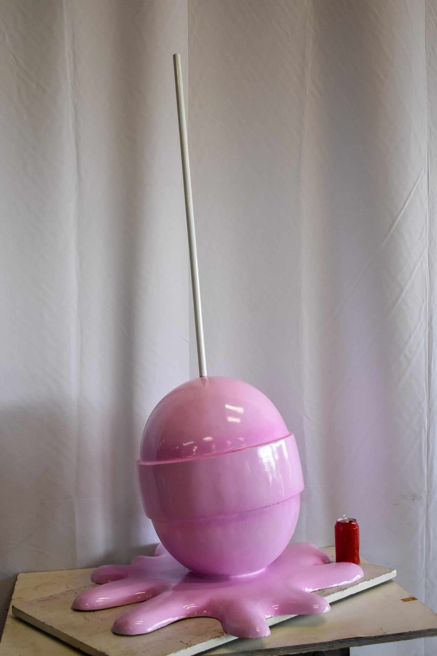 Giant Modern Pink Melting Lollipop Resin Statue 31" x 27" x 56"H