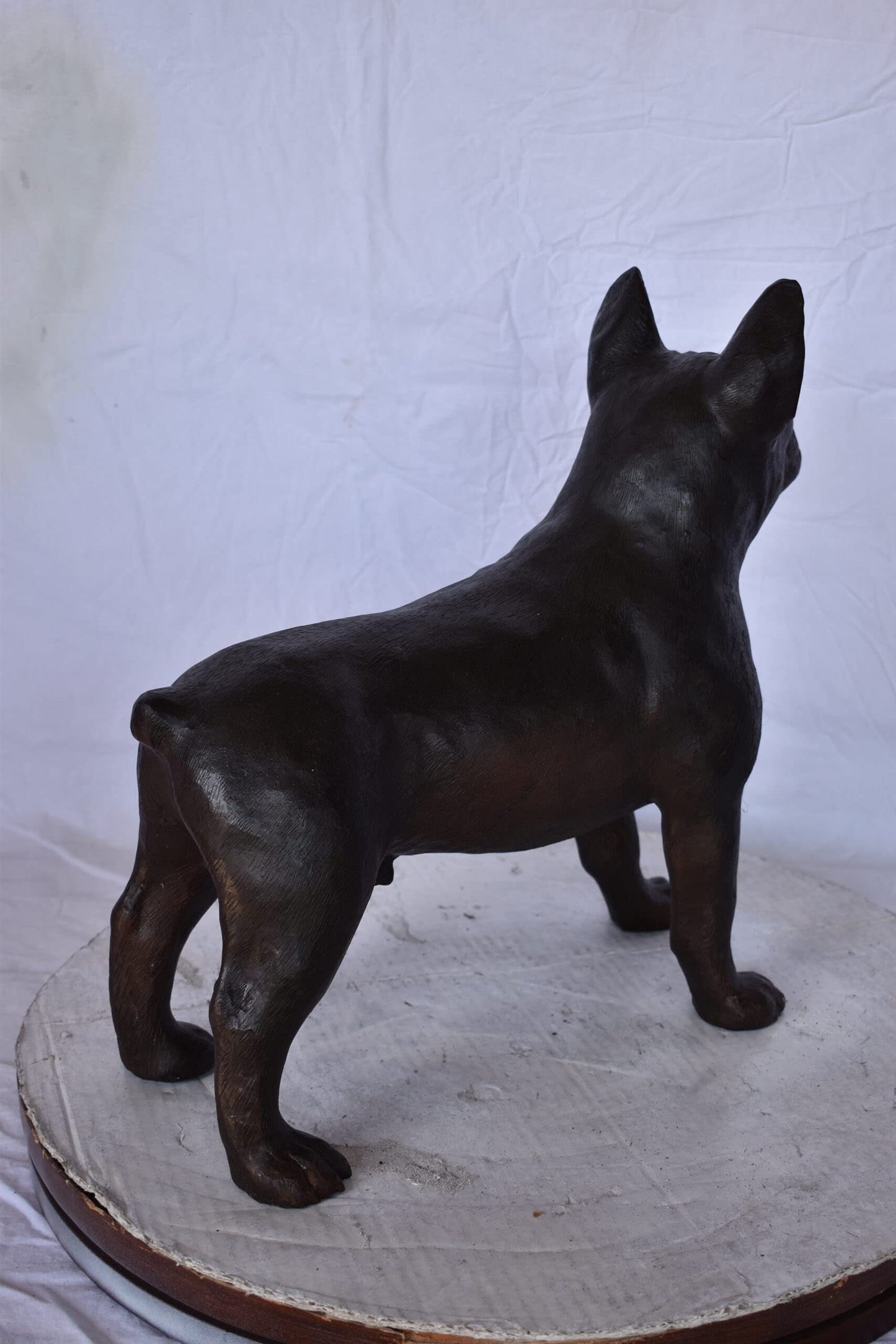 French Bulldog Standing Made of Bronze Statue - Size: 9"L x 20"W x 18"H.