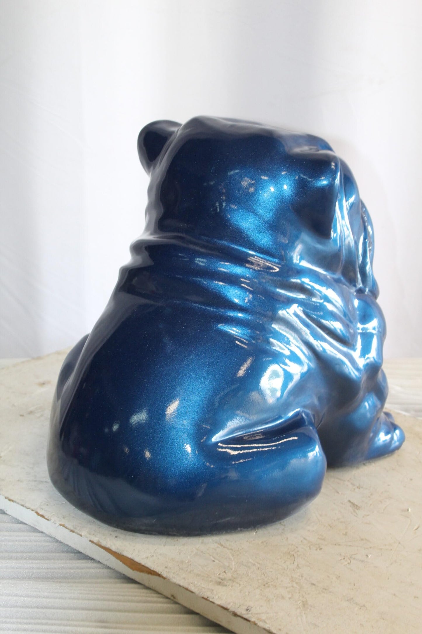 A Charming Blue Resin Bulldog, Perfect for Dog Lovers 19" x 15" x 16"H