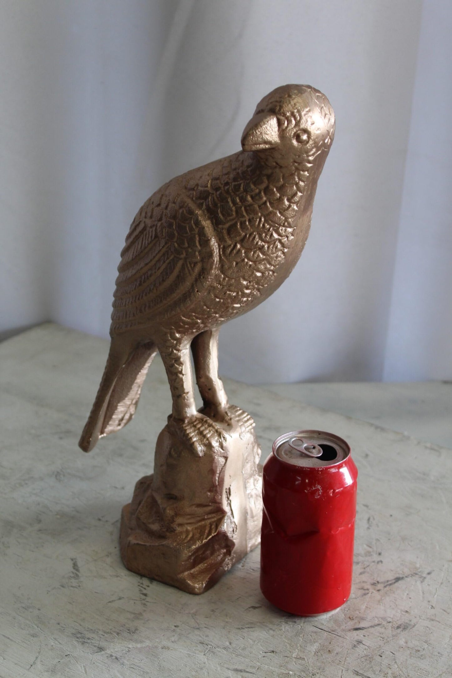 Aluminum Bird on Rock with Gold Finish, Elegant Decor 7" x 5" x 15"H