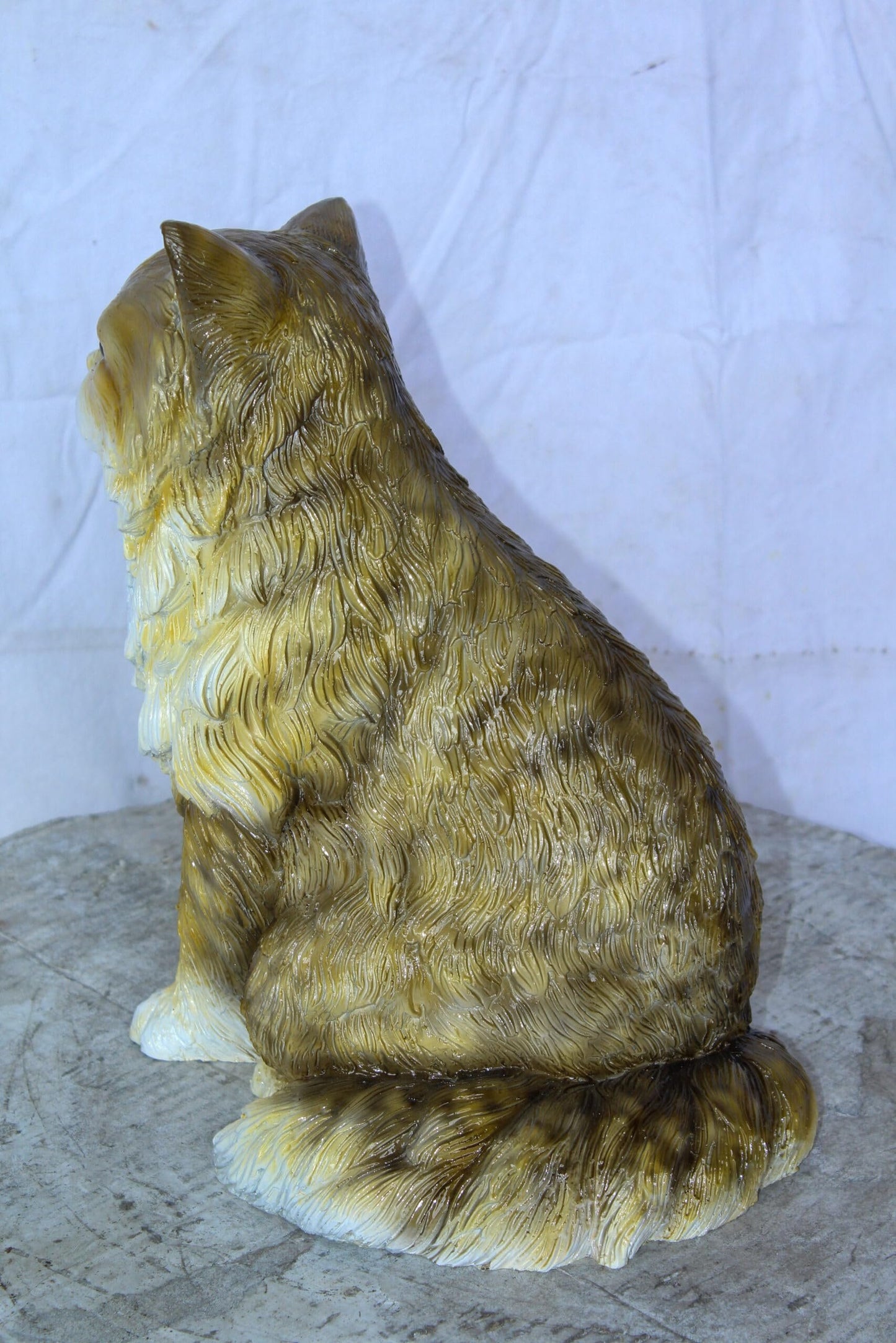 Colored Cat Sitting Bronze Statue, Charming for Cat Lovers 12" x 10" x 14"H