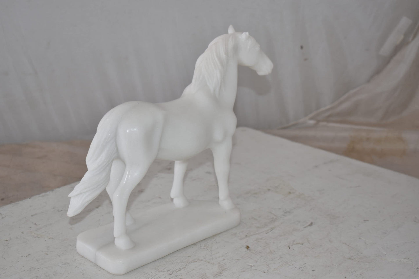 Standing Horse Made of White Marble Size: 11" x 5" x 9"H