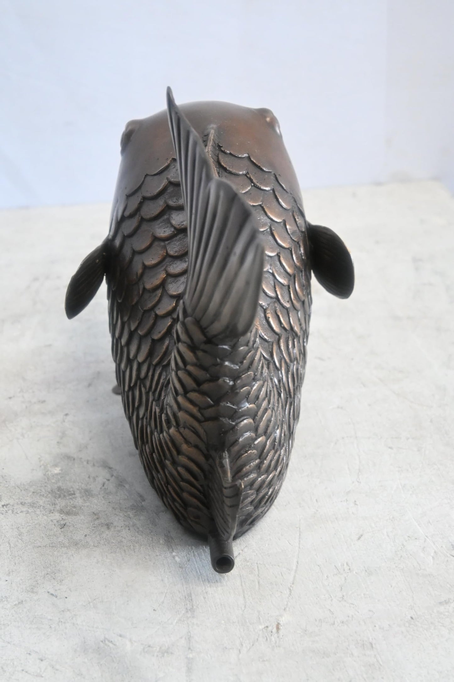 Bronze Koi Fish Fountain Sculpture Garden Water Feature 15"x7"x9"H