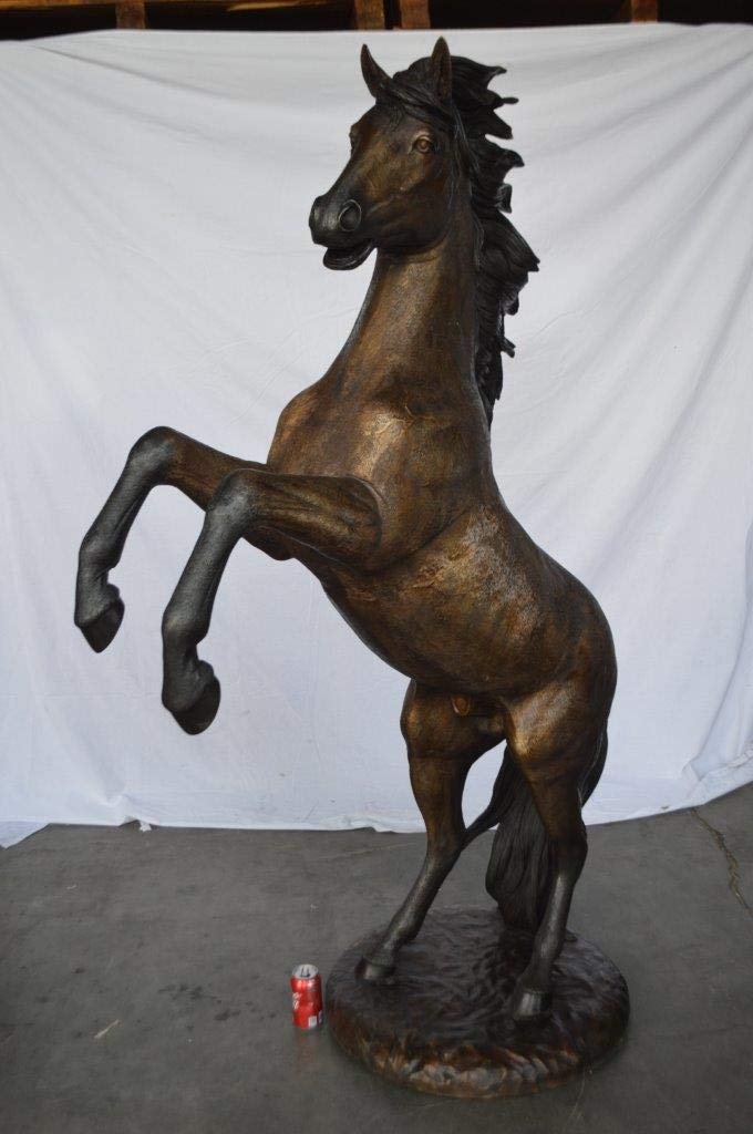 Beautiful stallion horse bronze statue - Size: 47"L x 28"W x 74"H.