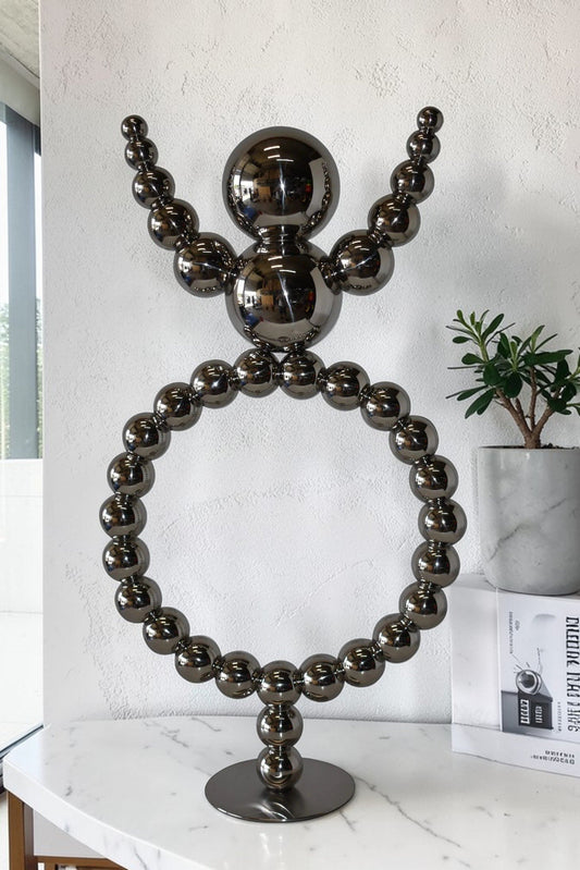 Modern Abstract of a Happy Man Metal Chrome Balls Statue Size: 14" x 6" x 26"H