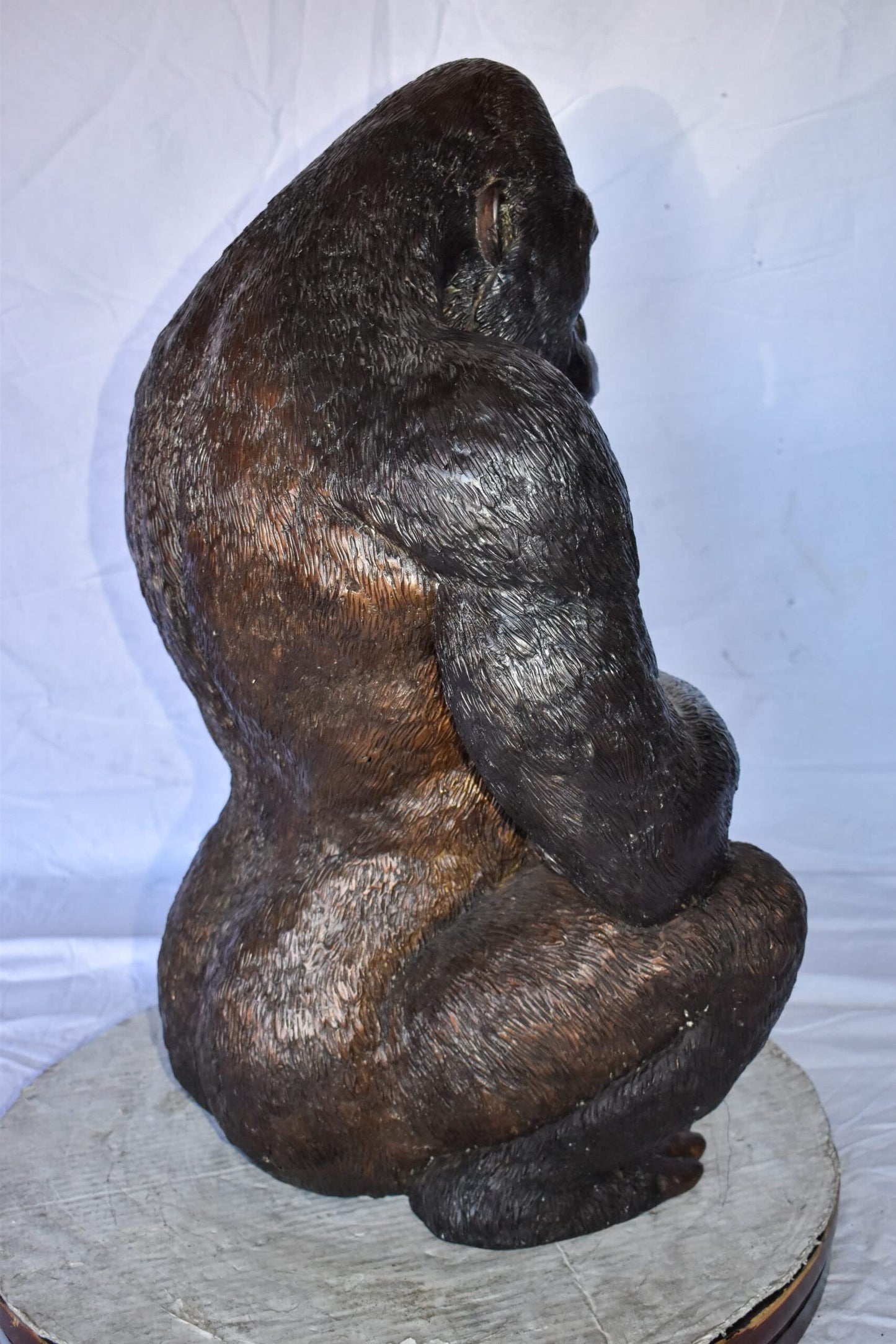 Gorilla Sitting Detailed and Impressive Bronze Statue Size: 22" x 16" x 30"H