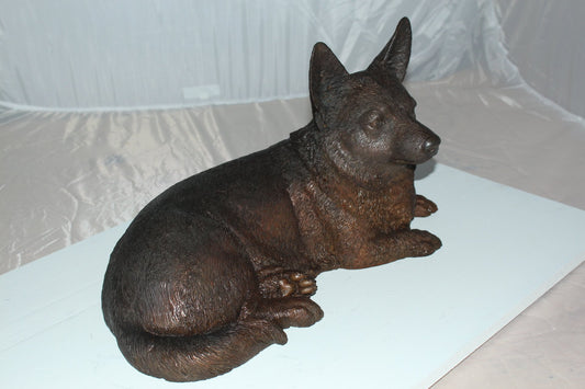Resting Corgi Dog Bronze Sculpture Statue Figurine Decor 20"x10"x11.5"H