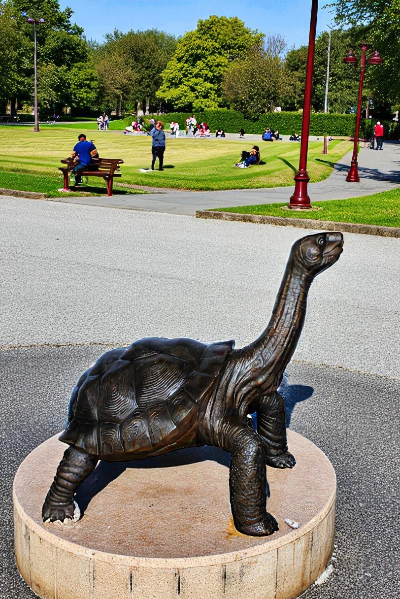 Giant Bronze Tortoise Statue with Detailed Textured Shell 66" x 41" x 59"H