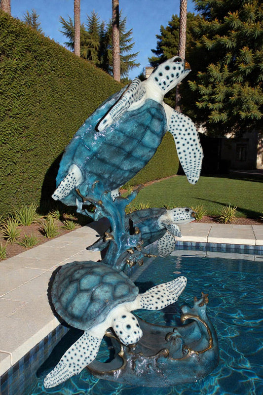 Three turtles - large fountain Bronze Statue - Size: 34"L x 54"W x 68"H.
