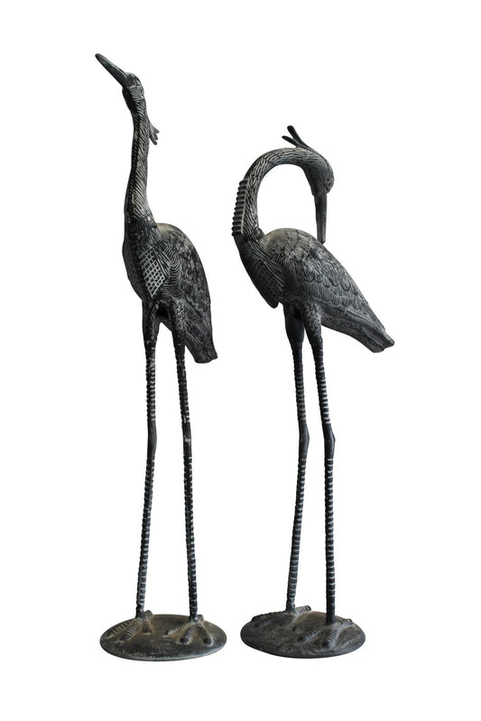 Aluminum Pair of Decorative Cranes, an Elegant Home Accent 26" x 11" x 48"H