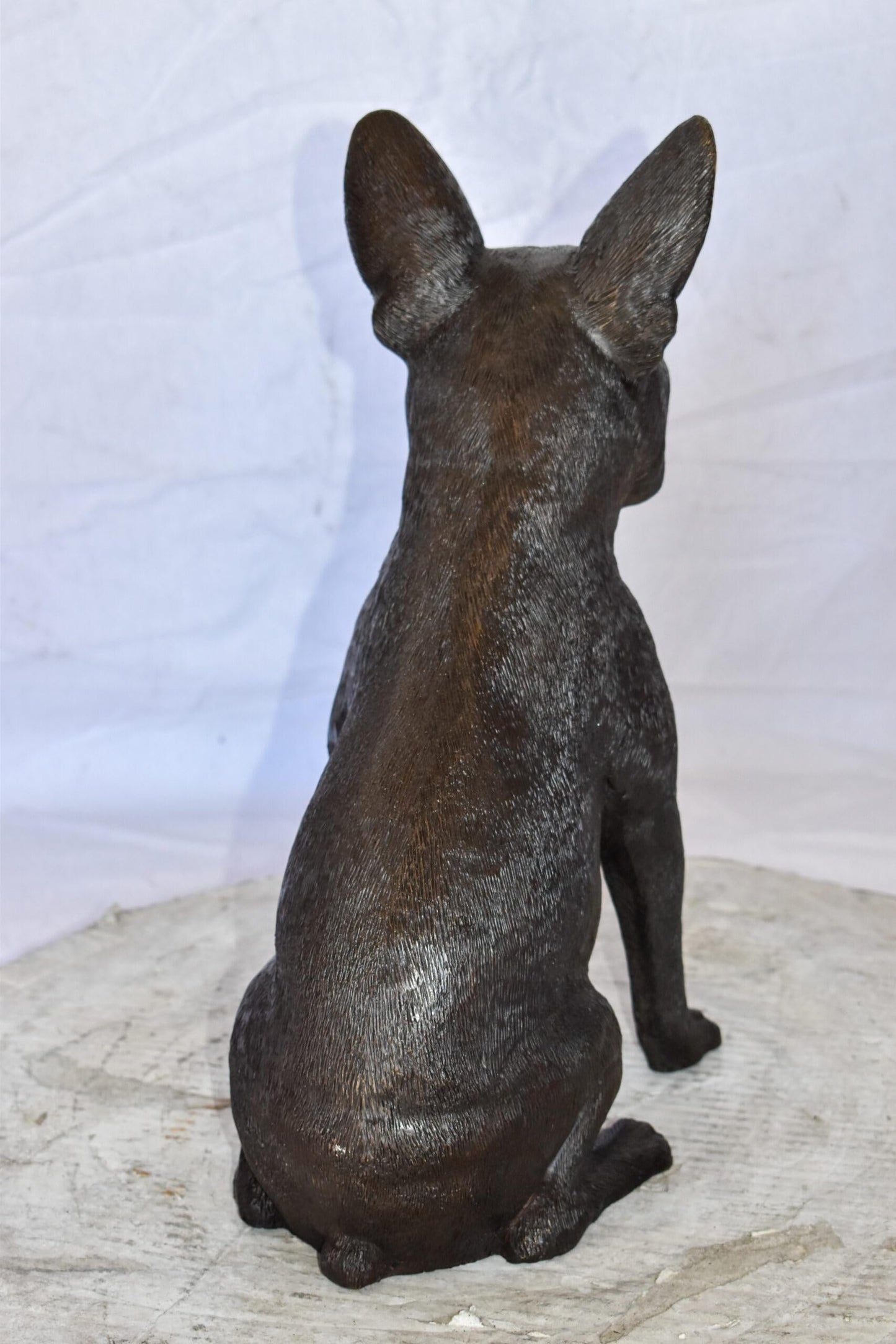 Boston Terrier Dog Happily Sitting Bronze Statue Size: 7" x 13" x 17"H
