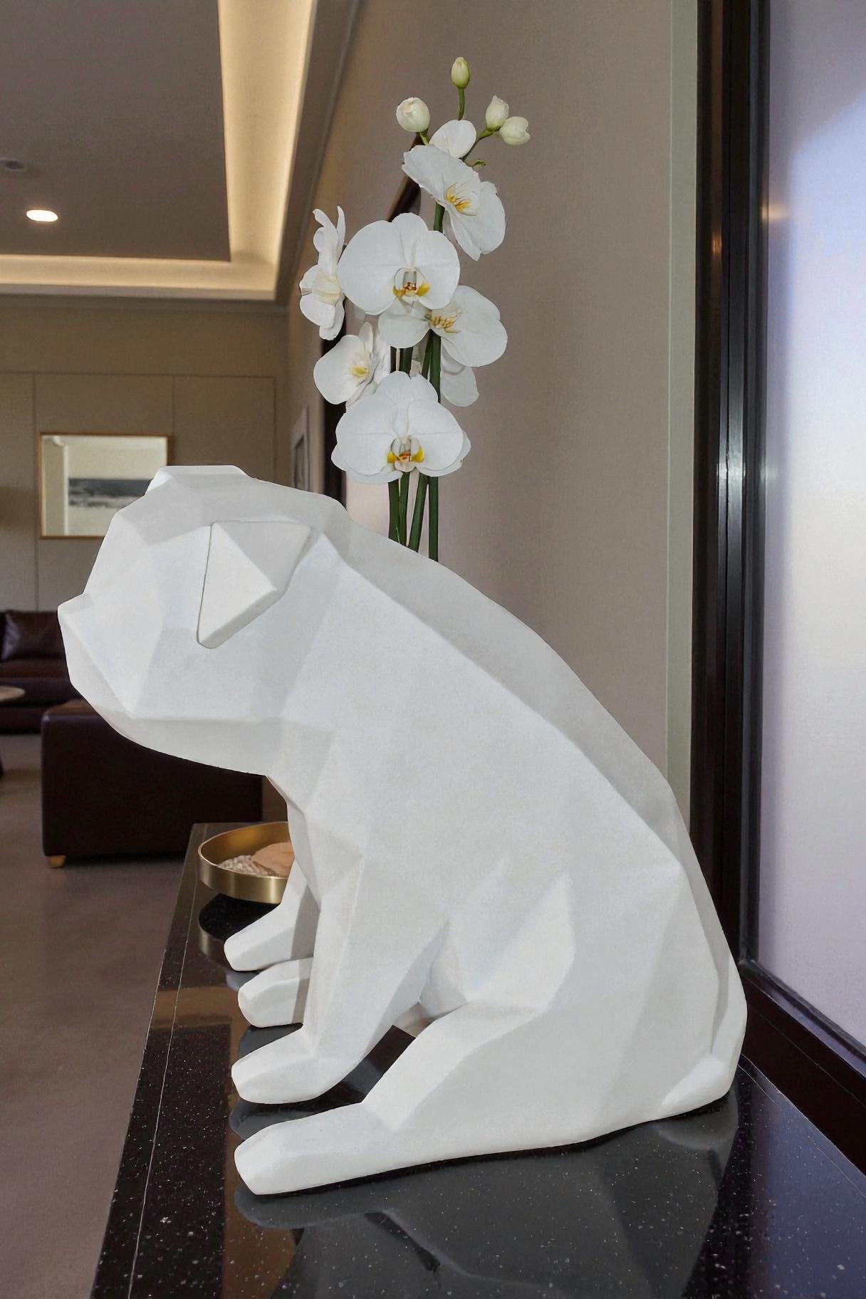 White Textiled Puppy Resin Statue Size: 9" x 6" x 7"H