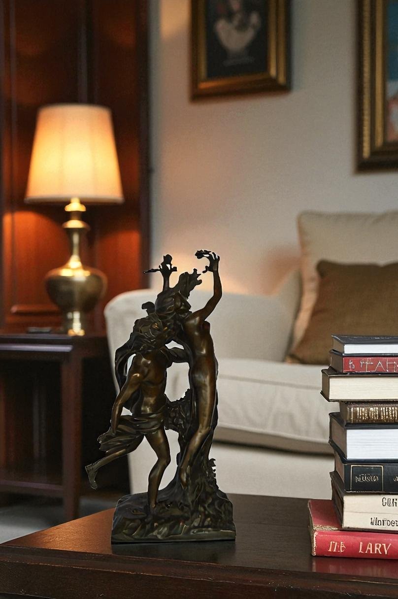 Young Lovers Bronze Statue Art Nude -  Size: 13"L x 10"W x 22"H.