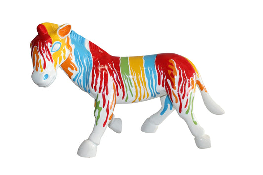 A Burst of Color Dripping Paint Fiberglass Donkey Statue 33" x 11" x 21"H