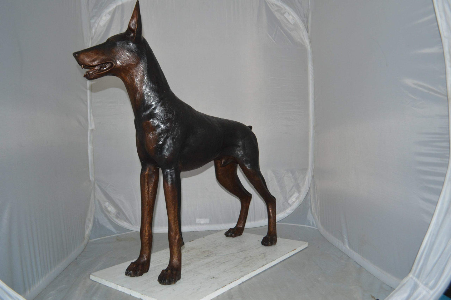 Doberman Dog Bronze Statue - Size: 36"L x 9"W x 38"H.