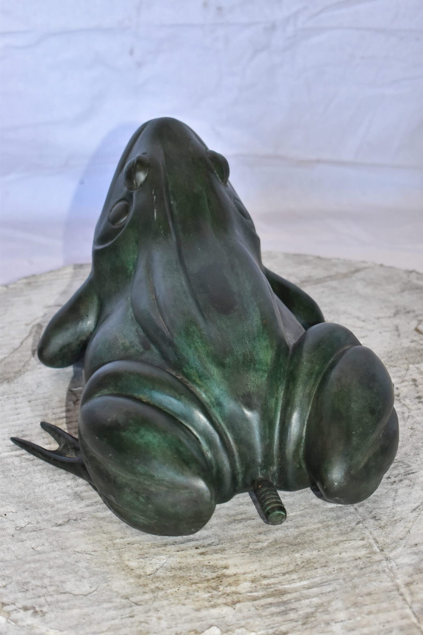 Croaking Frog Bronze Statue in Green Patina Fountain Size: 15" x 10" x 7"H