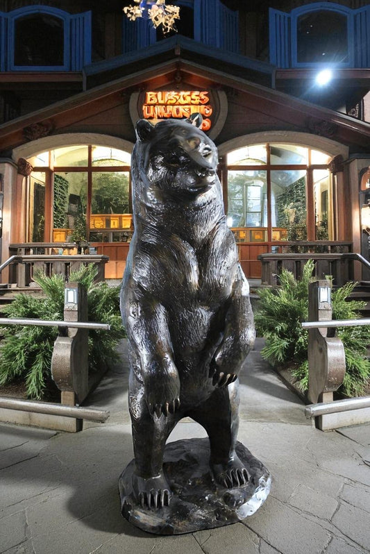 NIFAO Giant Aluminum Bear Statue with Forest Base – Wildlife Sculpture for Lodge, Cabin & Outdoor Décor - 20" x 23" x 61"H
