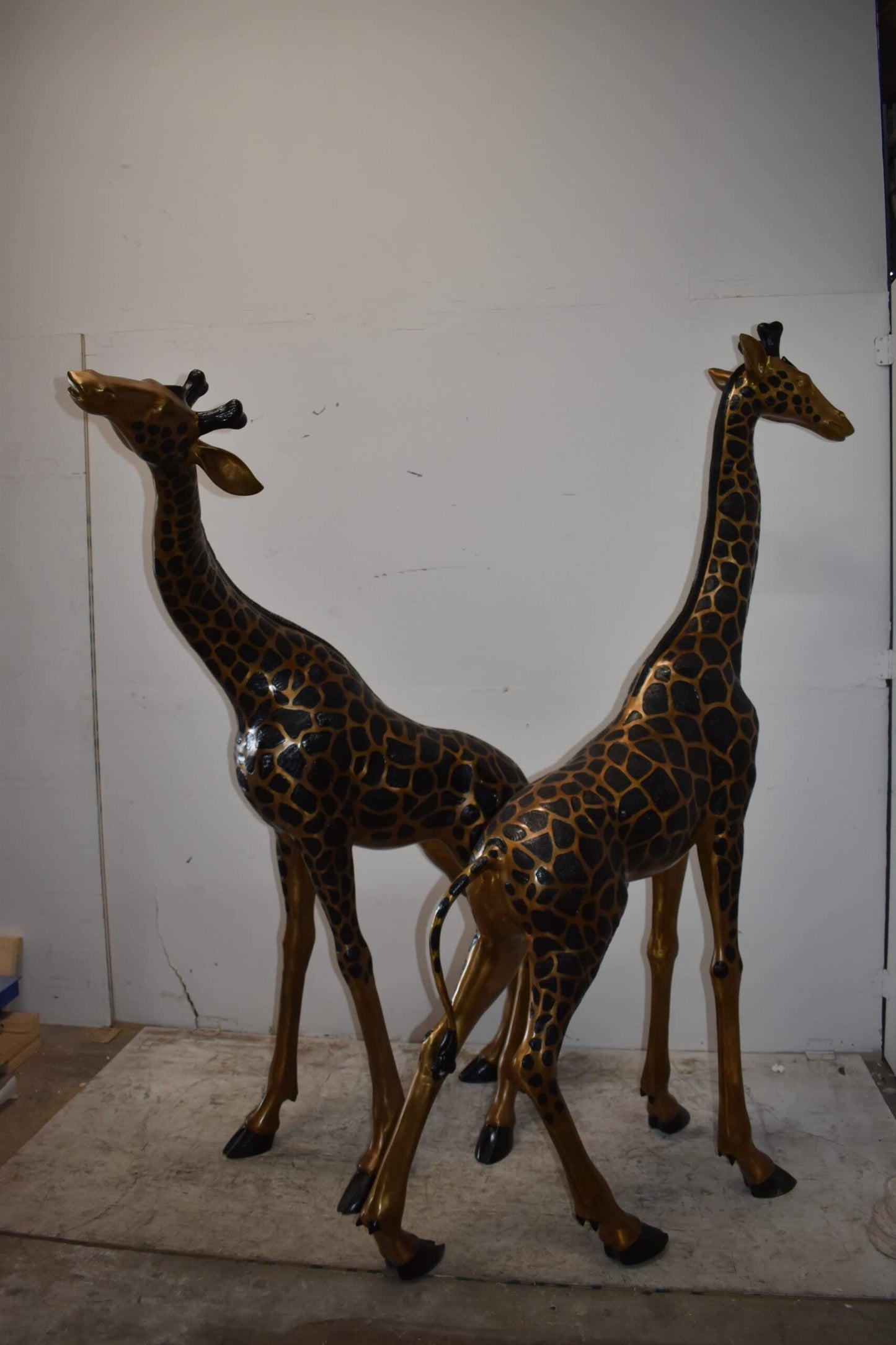 Pair of Young Playful Giraffes Bronze Statue Size: 54" x 18" x 89"H