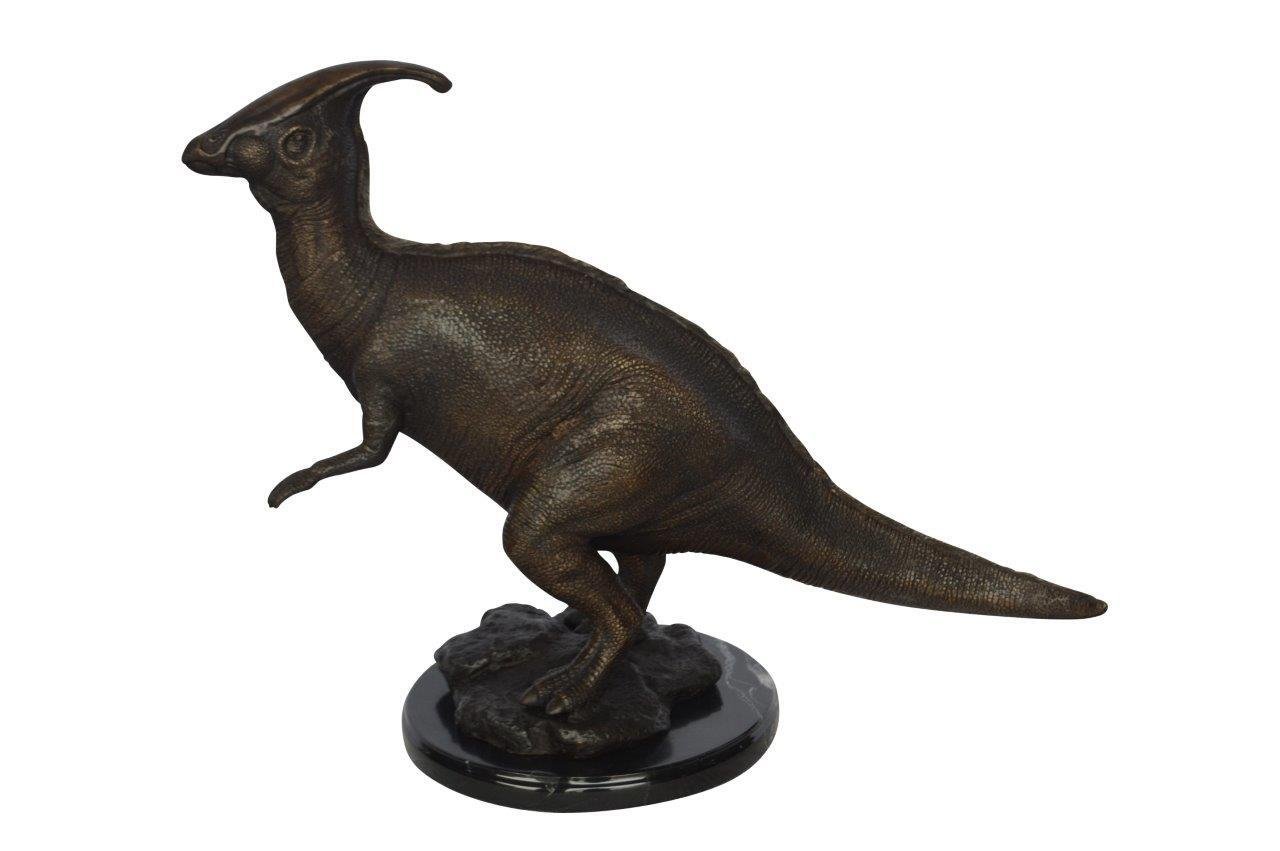 Parasaur Dinosaur Bronze Statue -  Size: 11"L x 23"W x 18"H.