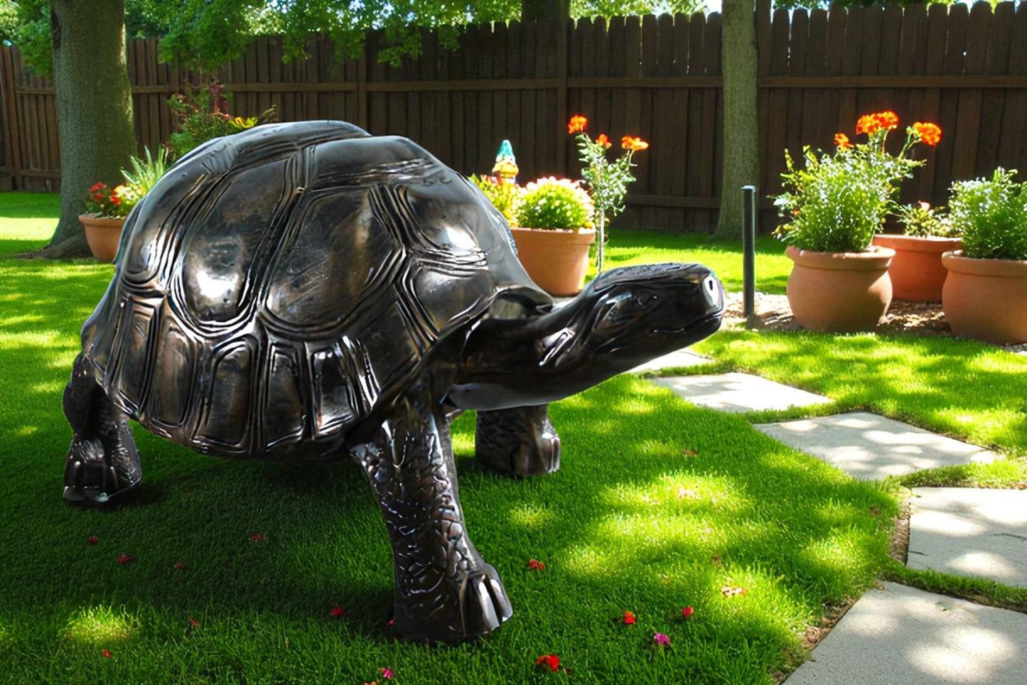Giant Walking Tortoise Aluminum Statue for Garden or Décor 49" x 30" x 32"H