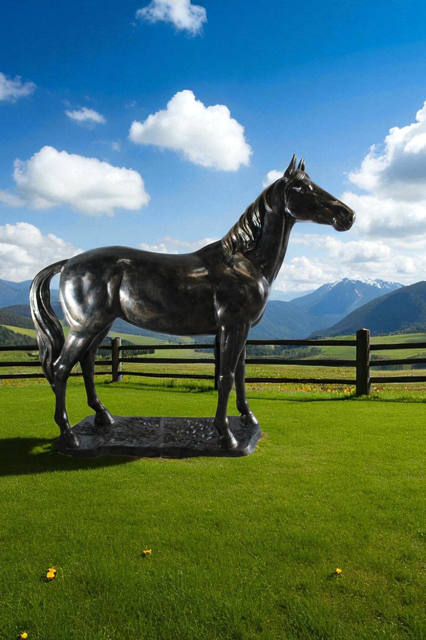 Nifao Majestic Aluminum Horse Statue – Large Indoor/Outdoor Decorative Sculpture, Elegant Silver Finish, Luxury Art Decor for Gardens, Homes, Equestrian Centers & Collectors - 76" x 19" x 67"H