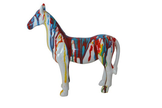 Modern art multicolored horse resin statue -  Size: 8"L x 2"W x 8"H.
